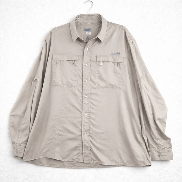 Realtree Other - Realtree Fishing Long Sleeve Sun Shirt‎ Tan Mens 2XL Vented Pockets Performance